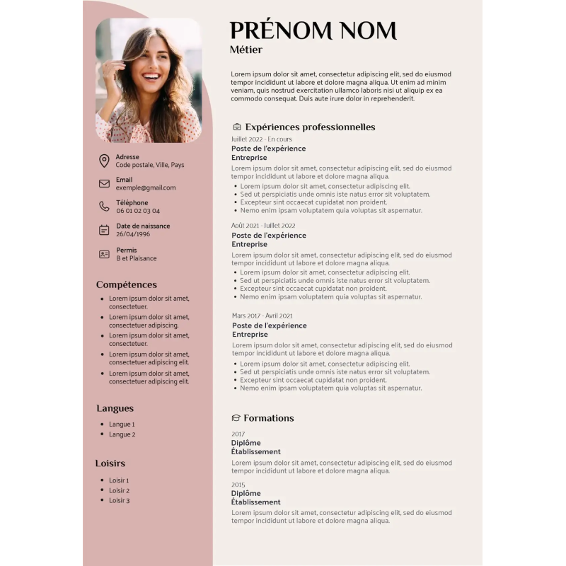 Cv personnalisé